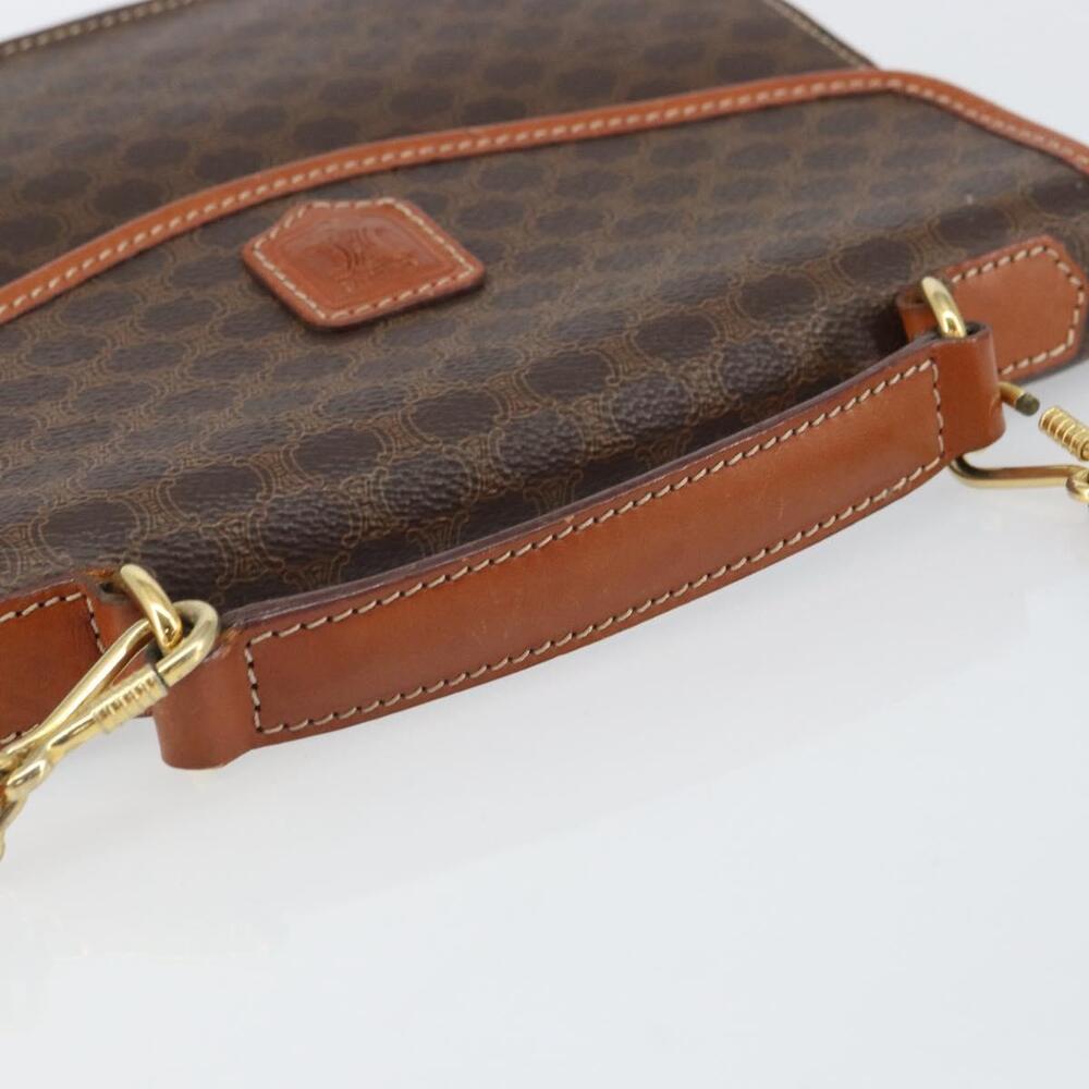 CELINE Macadam Canvas Hand Bag PVC Leather 2way Brown Gold Auth BA9343 - Picture 7 of 16